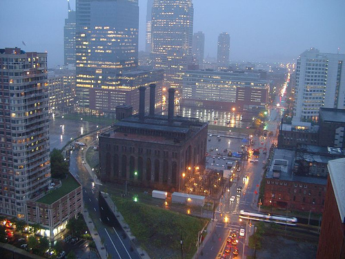 Picture entitled Jersey City Downtown In The Rain from Nicholas Oatridge